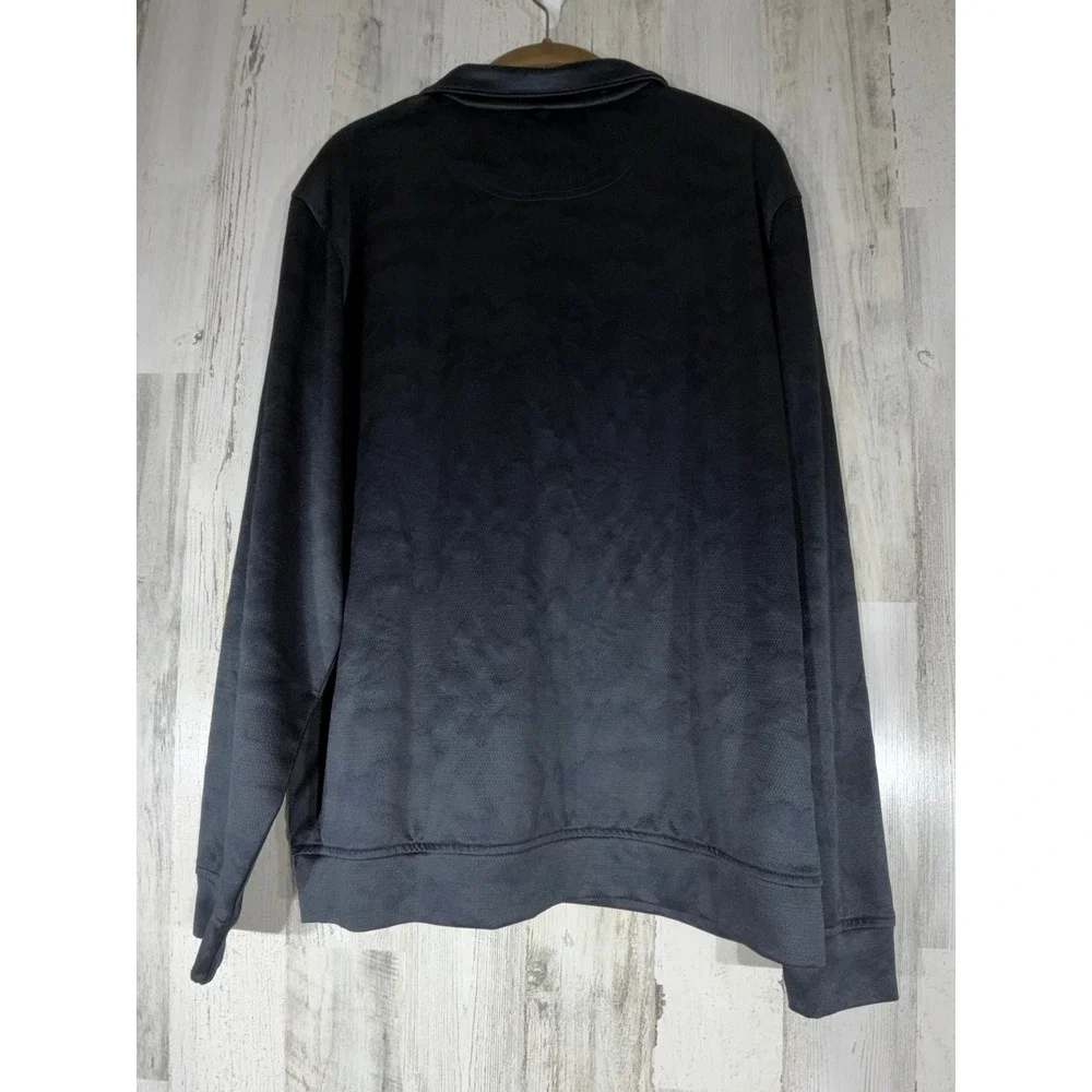 Oxford Mens Black 1/4 Zip Pullover Size Medium Subtle Camo Textured Performance‎